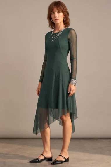 Vestido de tule assimétrico /444OLI