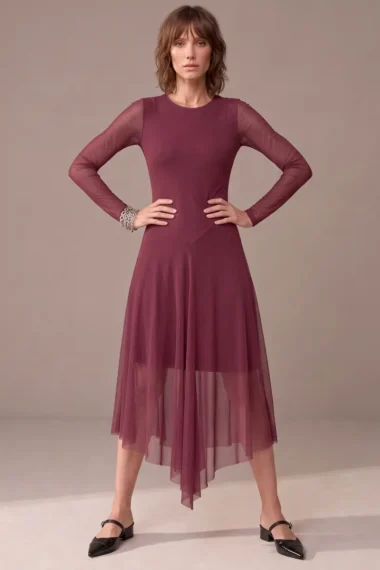 Vestido decote canoa assimétrico /560MAR