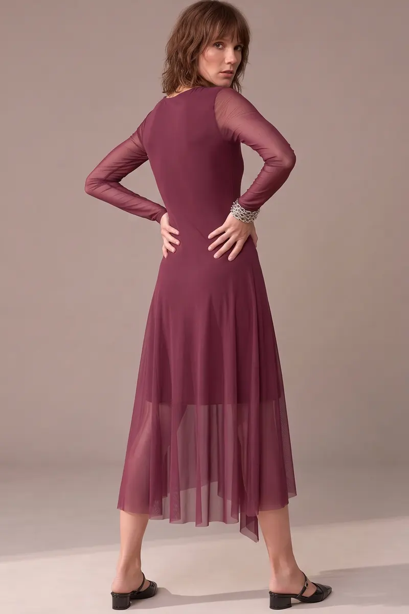 Vestido decote canoa assimétrico /560MAR - Imagem 4