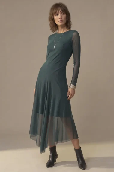 Vestido decote canoa assimétrico /560MAT