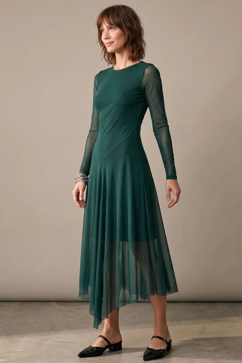 Vestido decote canoa assimétrico /560MAT - Imagem 4