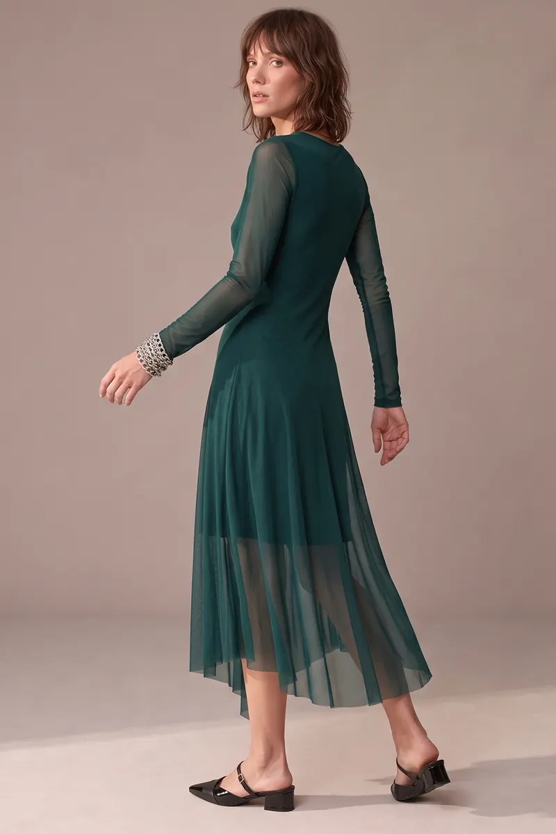 Vestido decote canoa assimétrico /560MAT - Imagem 3
