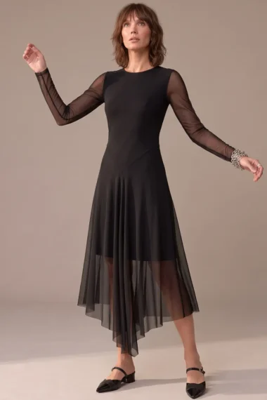 Vestido decote canoa assimétrico /560PTO