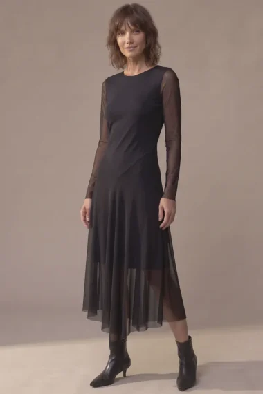 Vestido decote canoa assimétrico /560PTO