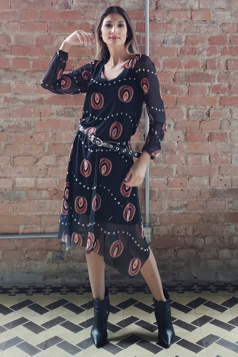 Vestido godê com decote V /581VES363 - Imagem 2