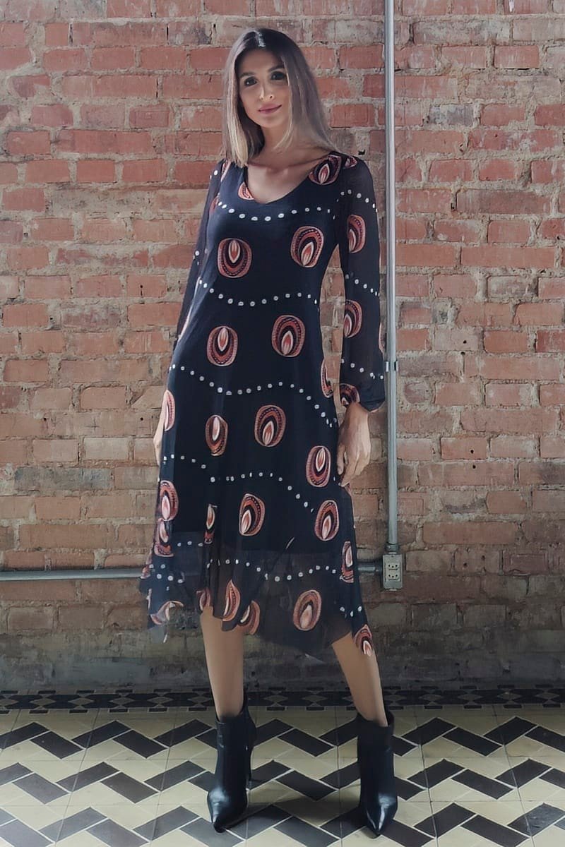 Vestido godê com decote V /581VES363 - Imagem 3