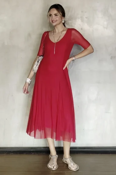 Vestido de tule midi manga curta /250VM3