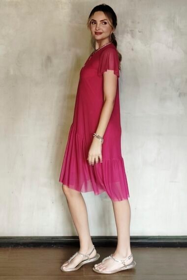 Alternative view of Vestido de tule decote V e manga godê /481PIT