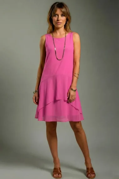 Vestido de tule manga cavada /085PIN