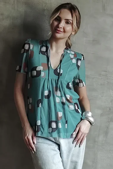 Blusa manga curta com amarração /484BLU305
