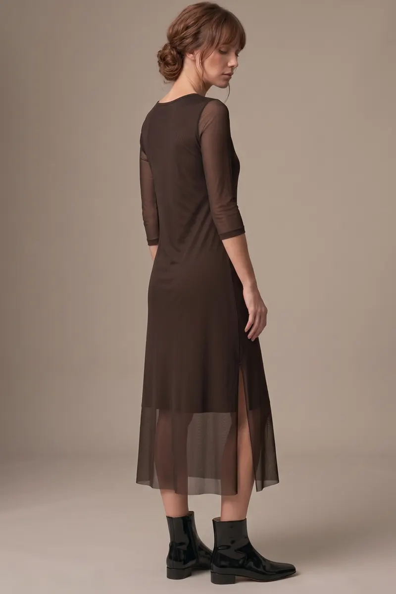 Vestido decote V com fendas laterais /563TRO - Imagem 2