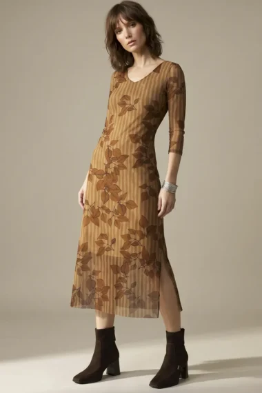Vestido decote V com fendas laterais /563VES445