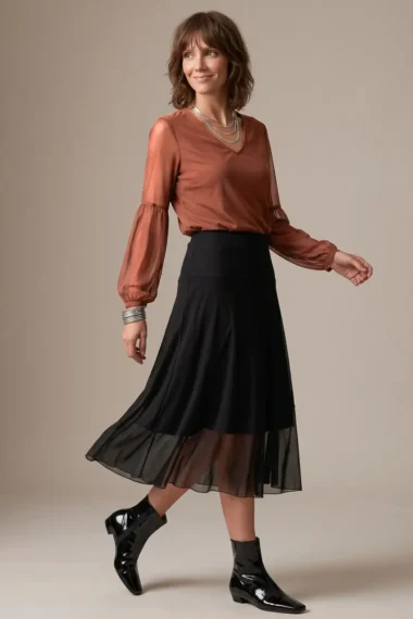Blusa de tule decote U /403ARG