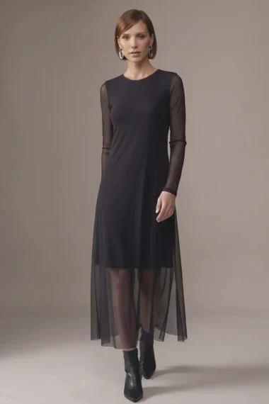Vestido acinturado midi com fendas /539PTO