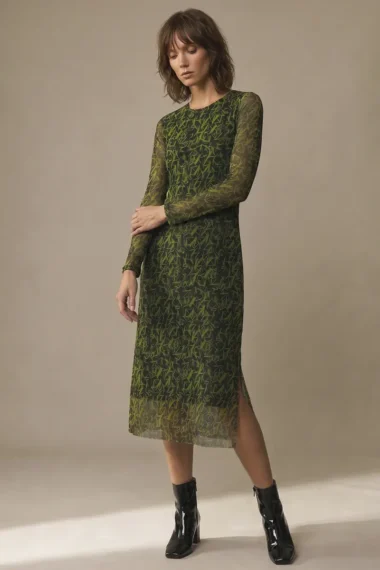 Vestido acinturado midi com fendas /539VES430