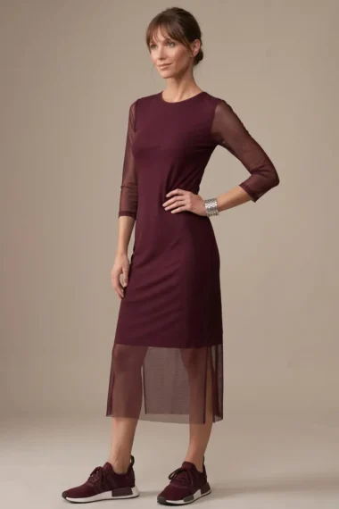 Vestido decote V com fendas laterais /563SAN