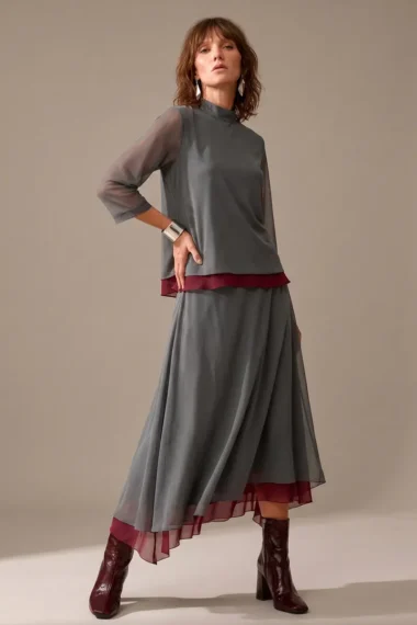 Conjunto de tule blusa ampla e saia / 002CJOCIN