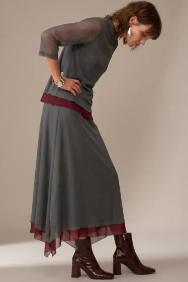 Alternative view of Conjunto de tule blusa ampla e saia / 002CJOCIN