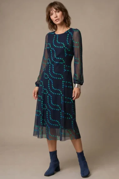 Vestido de tule midi com nesgas /433VES412