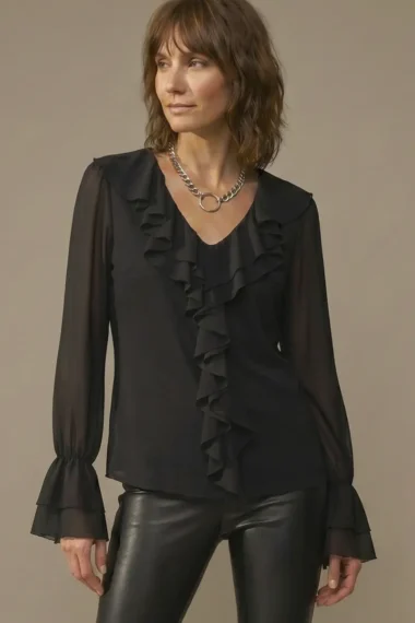 Blusa de tule jabot duplo /509PTO