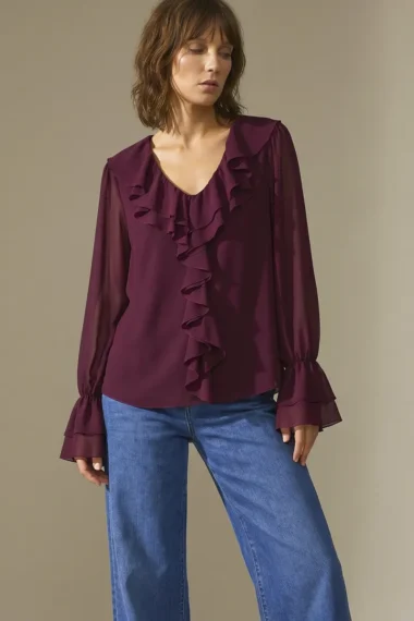 Blusa de tule jabot duplo /509SAN