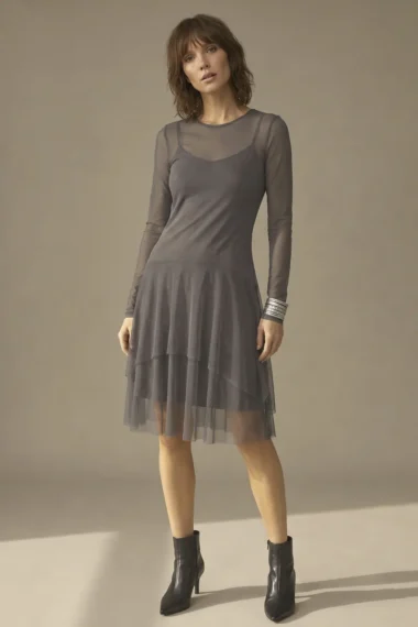 Vestido de tule com decote canoa /370CIN