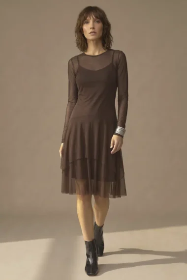 Alternative view of Vestido de tule com decote canoa /370TRO