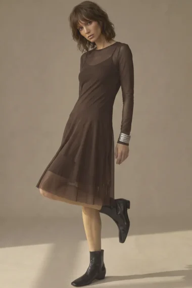 Vestido de tule com decote canoa /370TRO