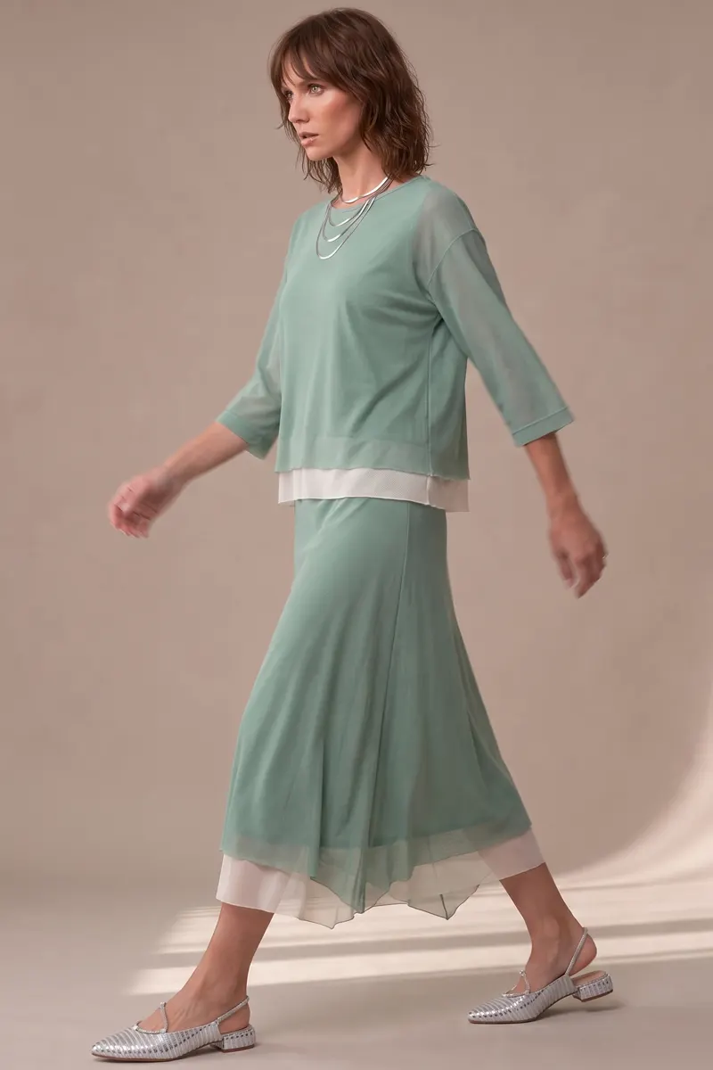 Conjunto de tule blusa ampla e saia / 002CJOAGO - Imagem 2