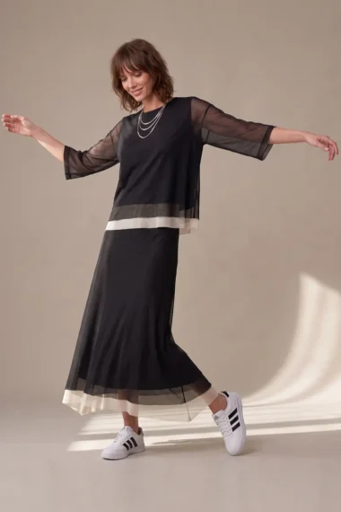 Alternative view of Conjunto de tule blusa ampla com gola careca e saia / 003CJOPOF