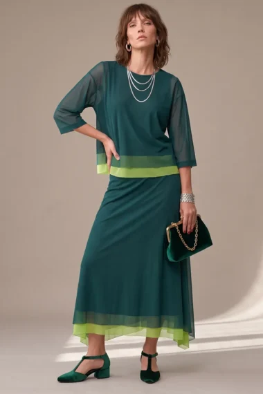 Alternative view of Conjunto de tule blusa ampla com gola careca e saia / 003CJOMTL