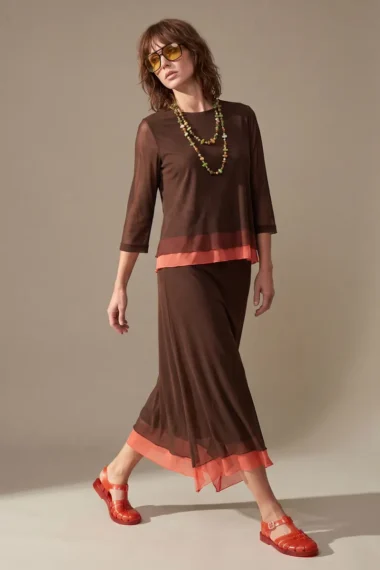 Alternative view of Conjunto de tule blusa ampla com gola careca e saia / 003CJOTRL