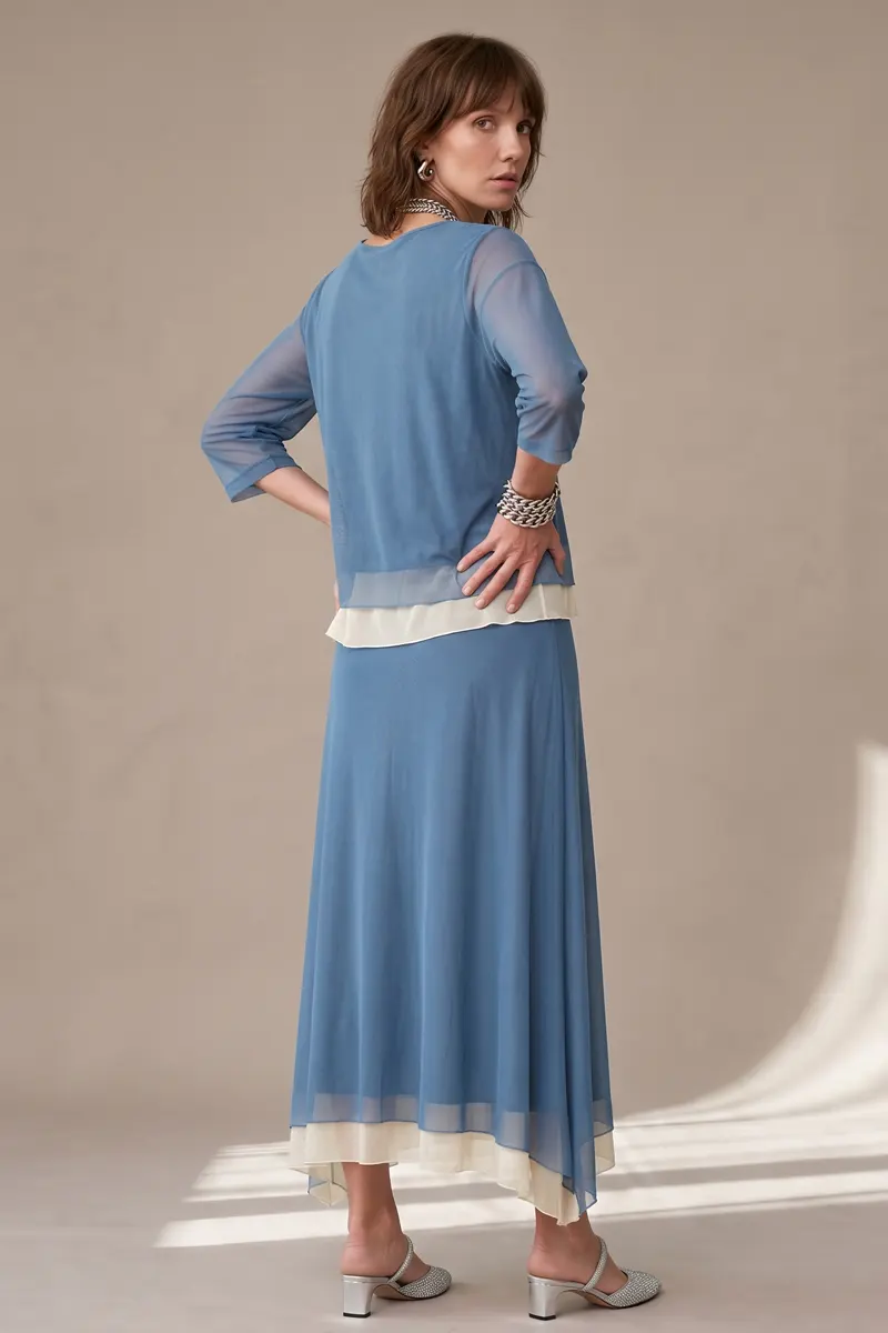 Conjunto de tule blusa ampla com gola careca e saia / 003CJOAZO - Imagem 5