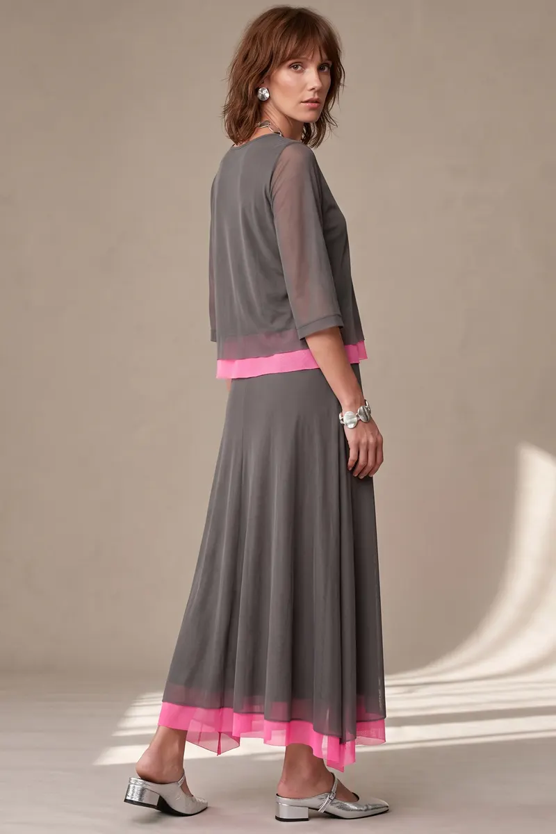 Conjunto de tule blusa ampla com gola careca e saia / 003CJOCIP - Imagem 4