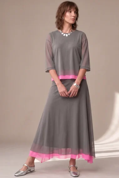 Alternative view of Conjunto de tule blusa ampla com gola careca e saia / 003CJOCIP