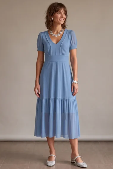 Alternative view of Vestido de tule midi manga bufante /467AES