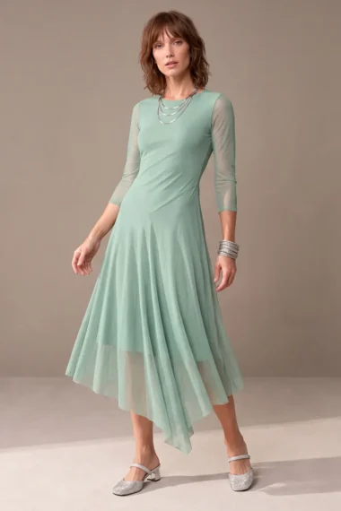 Vestido decote canoa assimétrico /560AGU