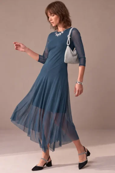 Vestido decote canoa assimétrico /560OXF